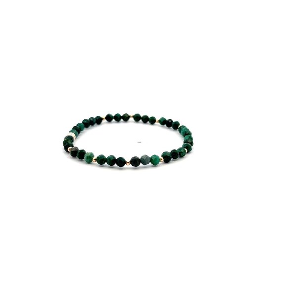 Natural Emerald Gemstones Mini 3.5mm 18K Yellow Gold Charm Bead May Birthstone - Picture 5 of 5